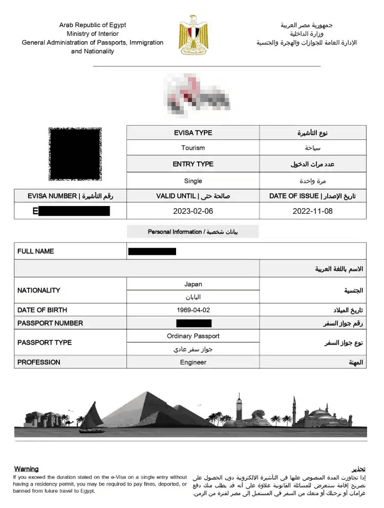 Egypt-e-Visa-Sample